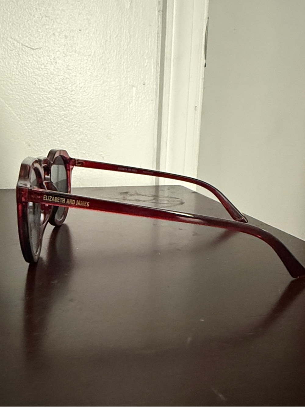Elizabeth and James Burgundy Transparent Round Sunglasses